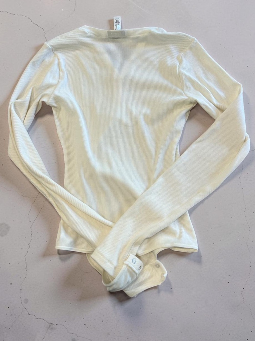 NWT Skims Cream Ribbed Henley Long Sleeve Bodysuit - Picture 2 of 5